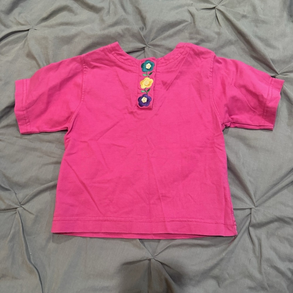 Vintage‎ Y2K McKids Blouse Kids 5 Pink Floral Embroidered SS Girls Top